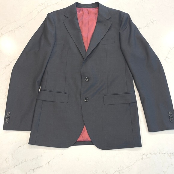 Spier Mackay Suit Jacket Blazer 40L Charcoal Gray Wool Dino Filarte Super 110s